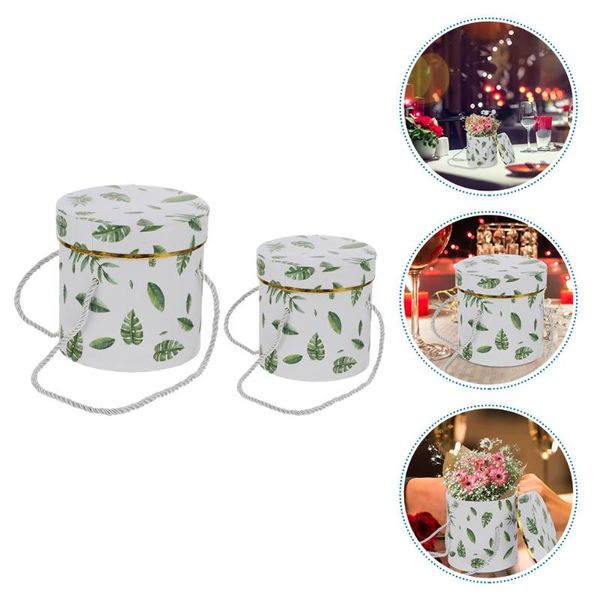 

gift wrap 2pcs portable florist hat boxes box packaging round flower wrapping