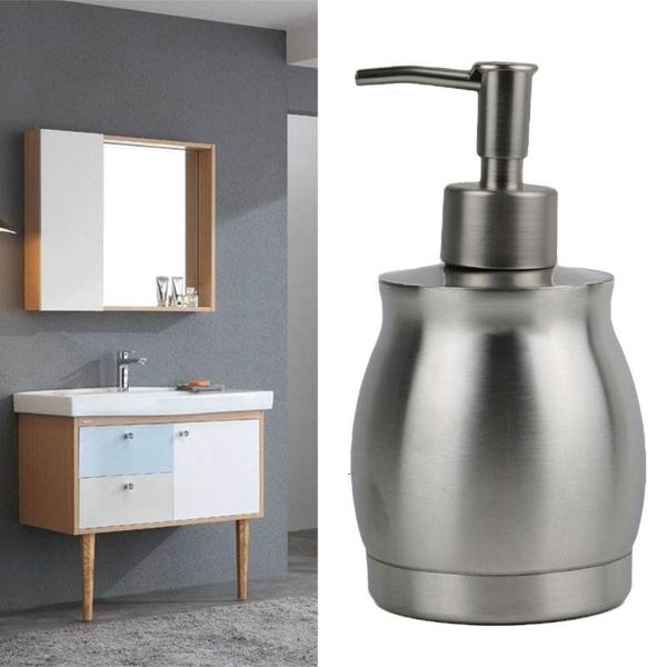 

liquid soap dispenser 390ml hand pump bottle stainless steel bathroom lotion shampoo x4ye