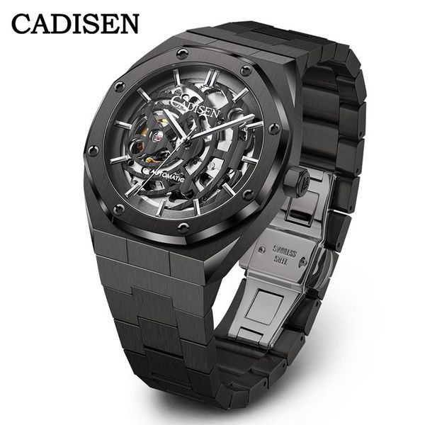 

wristwatches cadisen men's watches automatic mechanical watch for men nh70a movement sapphire glass clock reloj hombre, Slivery;brown