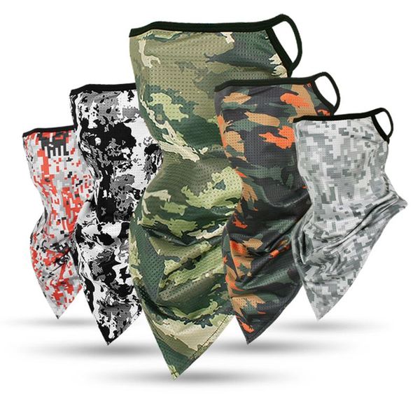 

cycling caps & masks camouflage series ice silk sports bandana triangle pendant face mask tube scarf neck leggings cover fishing headband ru, Black