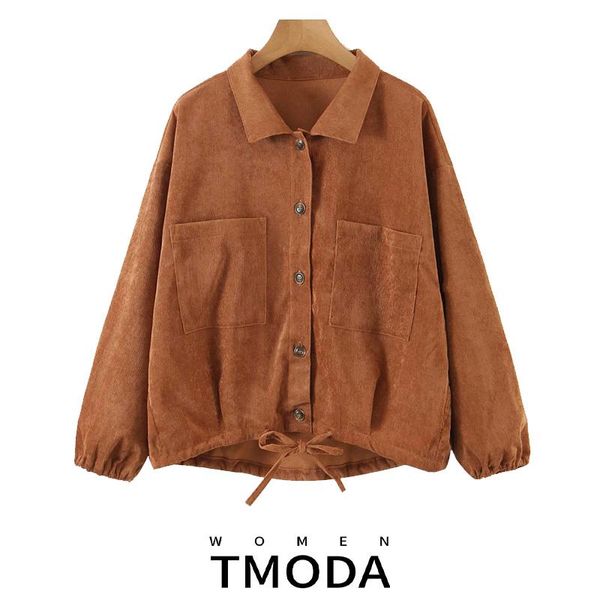 

women's jackets 1005002467446374 2021 autumn women brown corduroy coat jacket ladies pocket casual oversized outwear female, Black;brown
