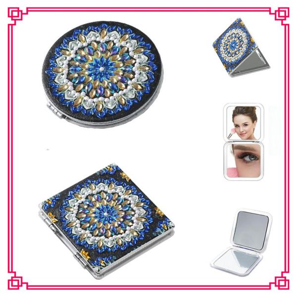 

diamond painting folding mini makeup mirror diy shaped ultra-thin double-sided handmade ladies gift