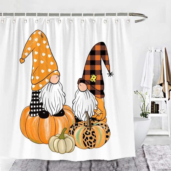 

shower curtains fall gnomes pumpkins curtain autumn farmhouse bathroom decor