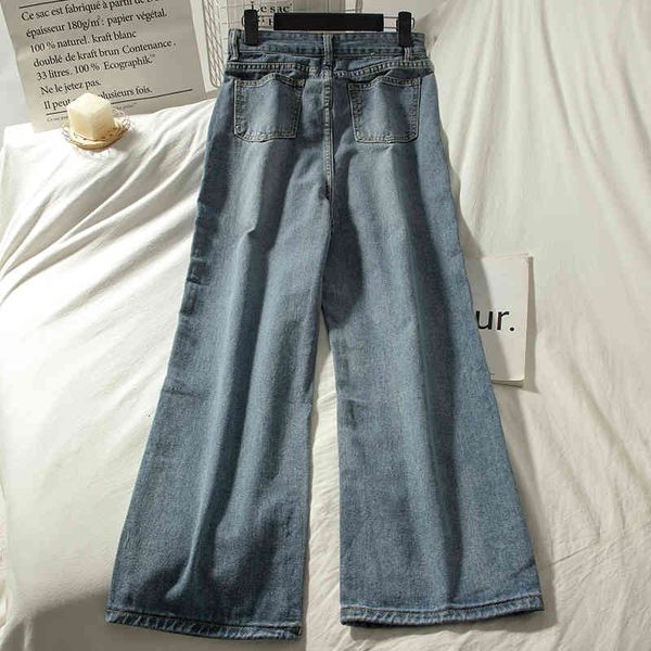 

women's jeans women baggy full length casual blue wide leg all-match spring ulzzang popular mujer stylish denim trousers teenagers