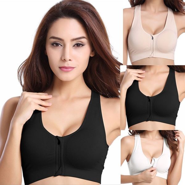 

5xl front zipper women s,breathable wirepadded push up fitness gym yoga workout sports bra top, Black;white