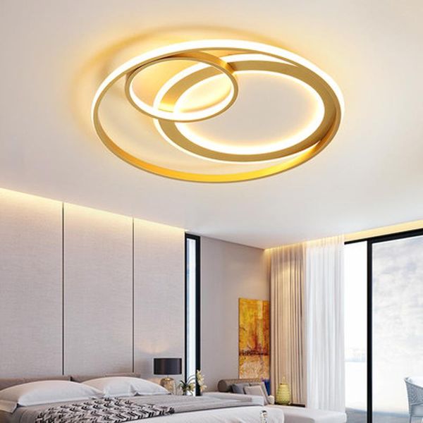 

ceiling lights modern round gold lamp home living room study bedroom lighting fixtures remote control dimming 110-260v