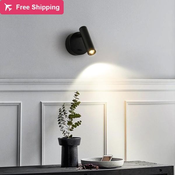 

wall lamps 10pc bedroom living room bedside lamp home creative simple night light small spotlight led aluminum mounted blac