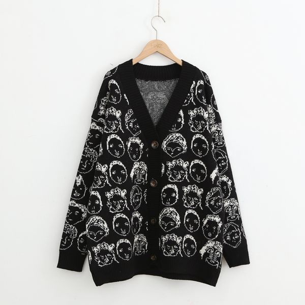 

women's sweaters women sweater and cardigans 2021 long cashmere knitted jacket chic oversized thick warm female clothes girl, White;black