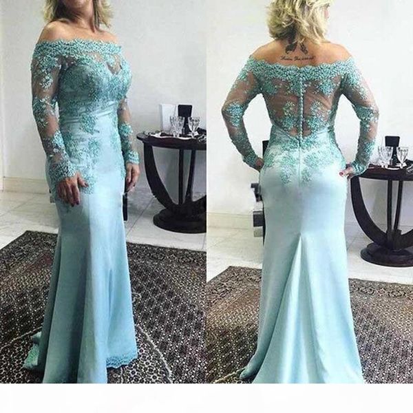 

elegant off the shoulder lace mother of the bride dresses sheer long sleeves custom made sheath mermaid formal evening gowns, Black;red