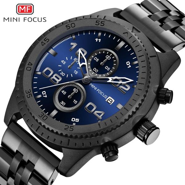 

wristwatches minifocus men business watch big dial man steel chronograph quartz wristwatch date male clock relogio masculin, Slivery;brown