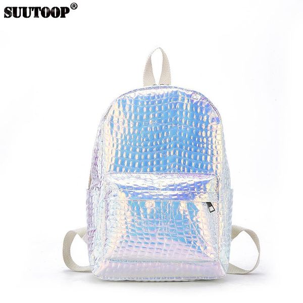 

women's holographic pu leather backpack, youth schoolbag, school travel, fashion, 2021 backpack