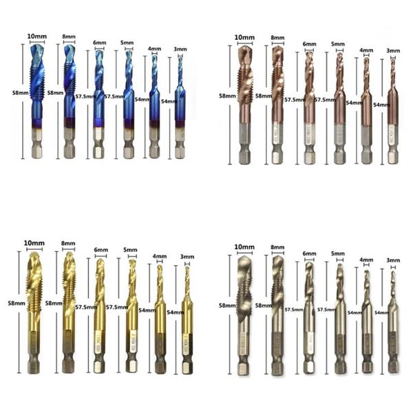 

hand tools 6 pcs hss metric thread tap drill bits spiral trapezoidal screw taps m3 m4 m5 m6 m8 m1o sets