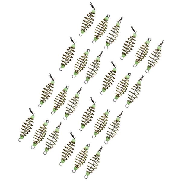 

fishing hooks 24pcs spring fshing bait traps with luminous bead olive shape cages