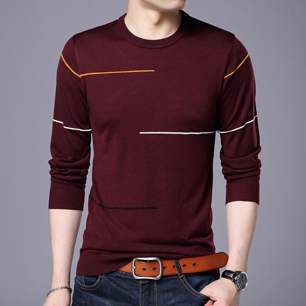 

men's sweaters mens 2021 autumn long-sleeved youth fashion comfortable casual striped o-neck thin sweater men clothes, White;black