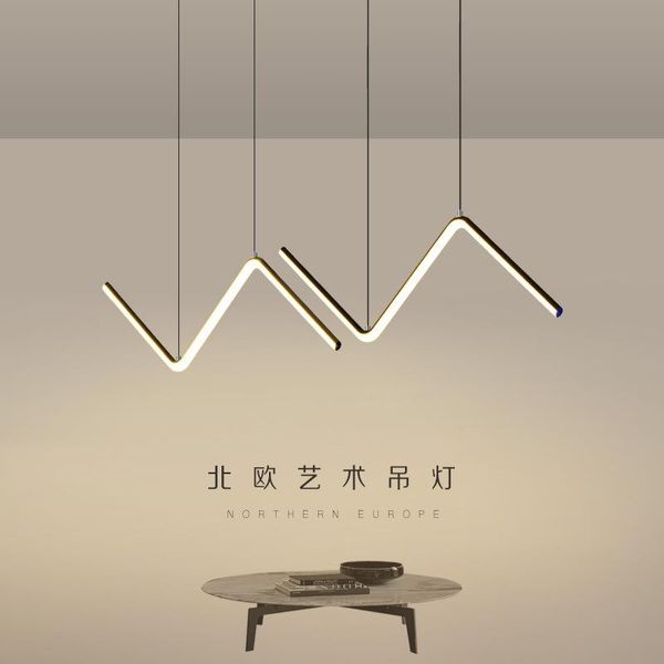 

pendant lamps minimalist line led restaurant chandelier nordic modern simple designer net red lighting bar table lamp creative