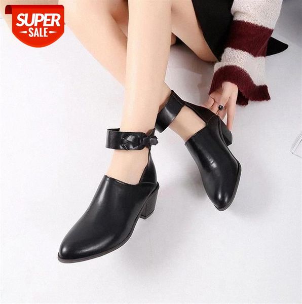 

large women's shoes new spring and autumn bow zipper women's pointed middle heel thick heel 35-43 #ll3m