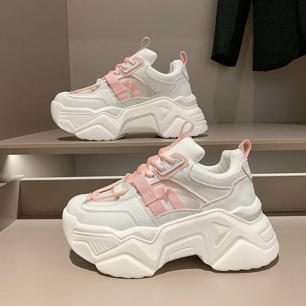 

thick bottom sneakers women platform shoes 2021 fashion breathable mesh ladies trainers chunky sneakers woman sport basket femm