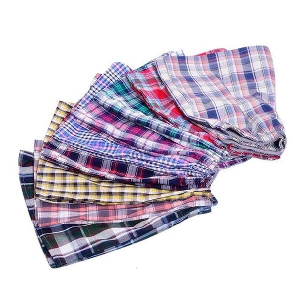 

underpants men's cotton arrow pants casual plaid print elastic waist underwear summer loose breathable beach boxers shorts sell hot, Black;white