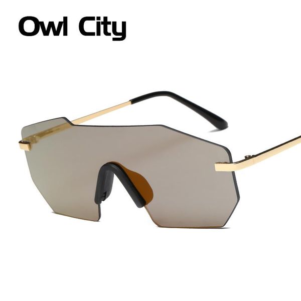 

sunglasses rimless men oversized goggles brand designer classic integrated female male sun glass uv400 protection, White;black