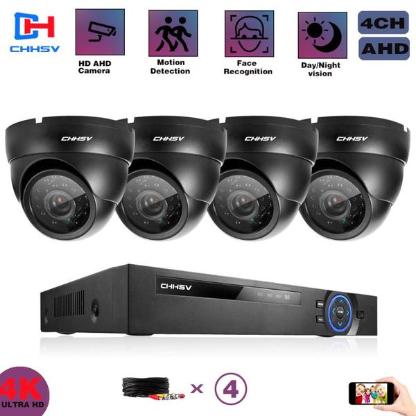 

ahd h.265 video surveillance system 8mp hd dvr 4pcs dome cctv camera night vision waterproof security kit wireless kits