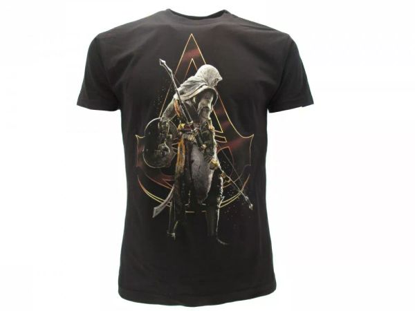 

t shirt assassin's creed origins maglietta ufficiale maglia nera originale, White;black