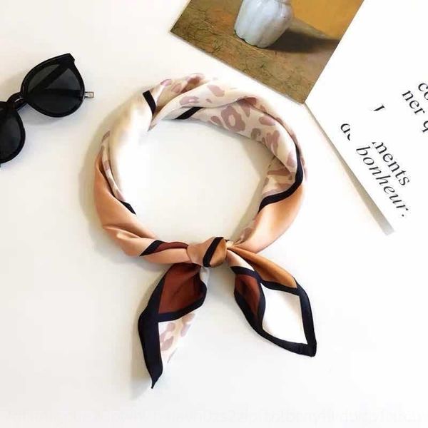 

sFUj 70 70 printed silk like small square women's small square silk cravat scarf professional decoration versatile scarf ties, Black;gray