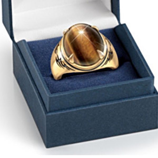 

designer rings bohemia oval tiger eye stone engagement ring men gold metal brown natural wedding for women boho punk jewelry gift, Golden;silver
