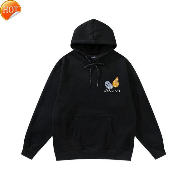 

hoodie plush | men's off-wireik letter print oversize loose version, Black