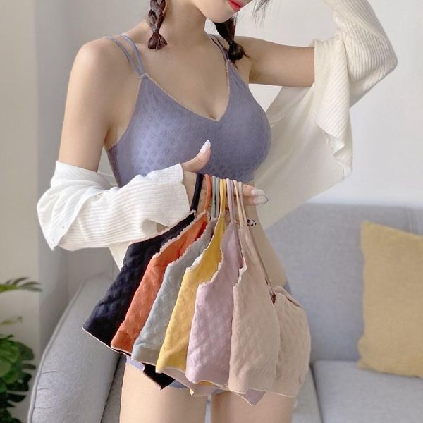

camisoles & tanks lingerie wireless bra for women padded push up bralette female brassiere summer soft backless fashion bras underwear, Black;white