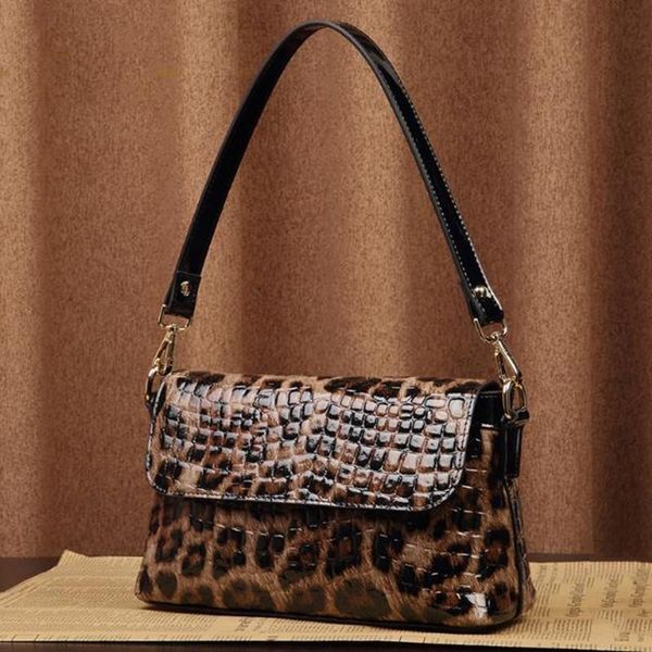 

evening bags 100% genuine leather fashion pure leopard print shoulder crossbody underarm bag purses and handbags luxury designer