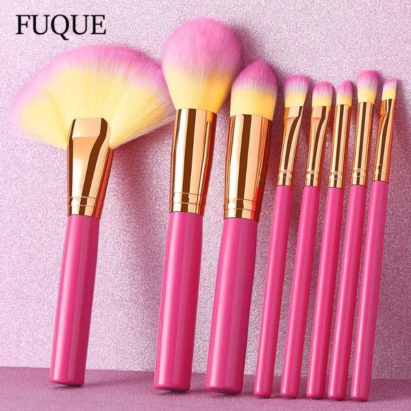 

8 pcs makeup brushes set handmade wooden handle soft fiber wool highlight loose powder cosemtic make up tool kit1