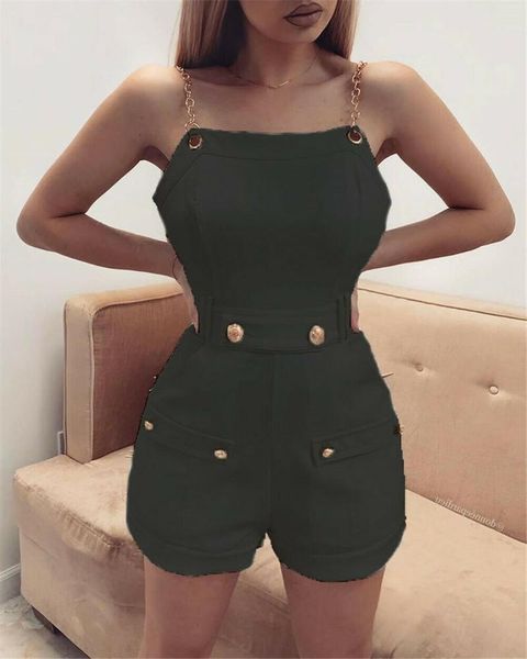 

women's jumpsuits & rompers women jumpsuit summer sleeveless solid romper ladies holiday casual playsuits bodysuits, Black;white