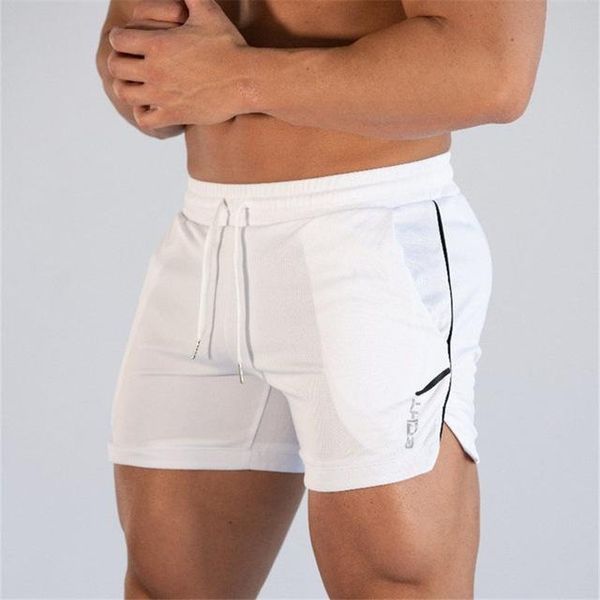 

men's shorts fitness bodybuilding summer gym workout breathable mesh quick-drying sports pants jogging beach, White;black