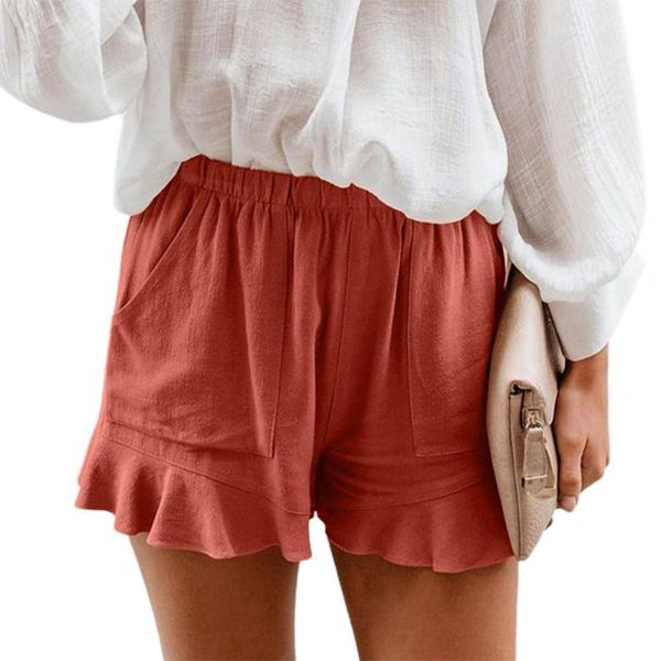

women's shorts women fashion elastic solid color wear-resistant casual high waist short pleated girl, White;black