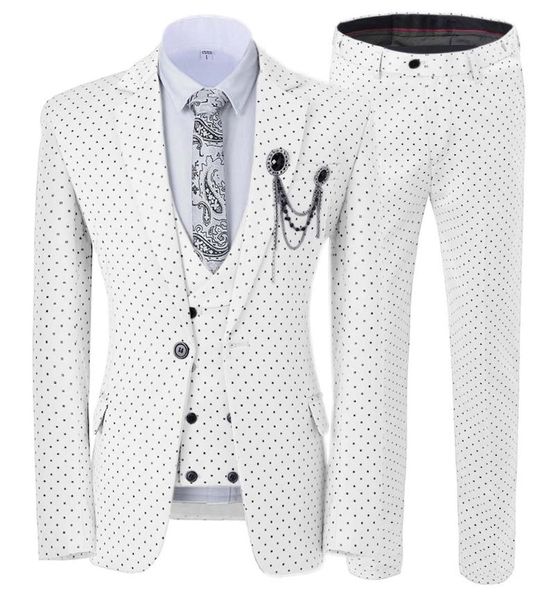

men's suits & blazers mens wave point three pieces men dress casual commuter office business for wedding(blazer+vest+pants), White;black