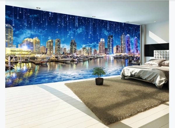 

wallpapers hd picture custom 3d mural wallpaper city nights star sky living room bedroom tv background wall painting decor