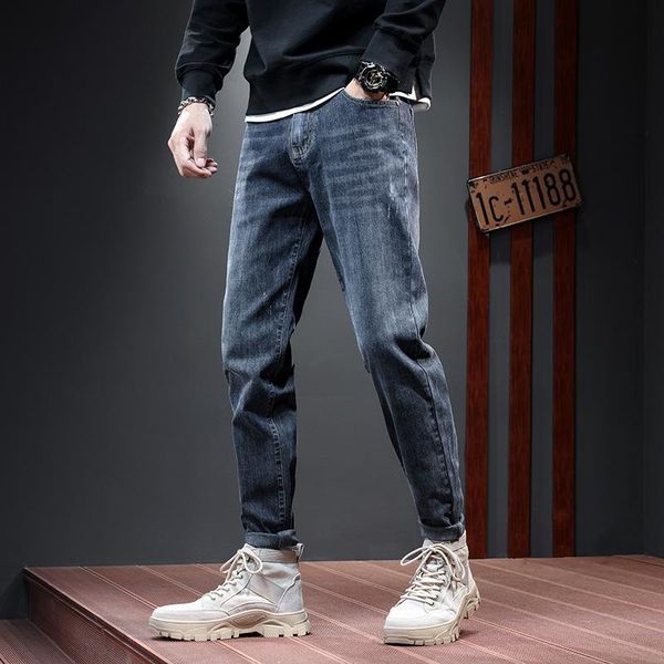 

men's jeans autumn winter baggy cargo harlan cotton streetwear harajuku pants joggers elastic waist trousers male, Blue