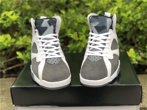 

2022 released authentic 7 flint men dress shoes cu9307-100 white grey black varsity purple suede sports sneaker with box new track 1top