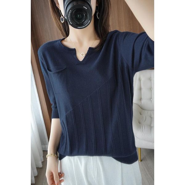 

women's t-shirt pure cotton 2021 summer v-neck pullover short-sleeved casual loose oversized knitted female vest jacket, White