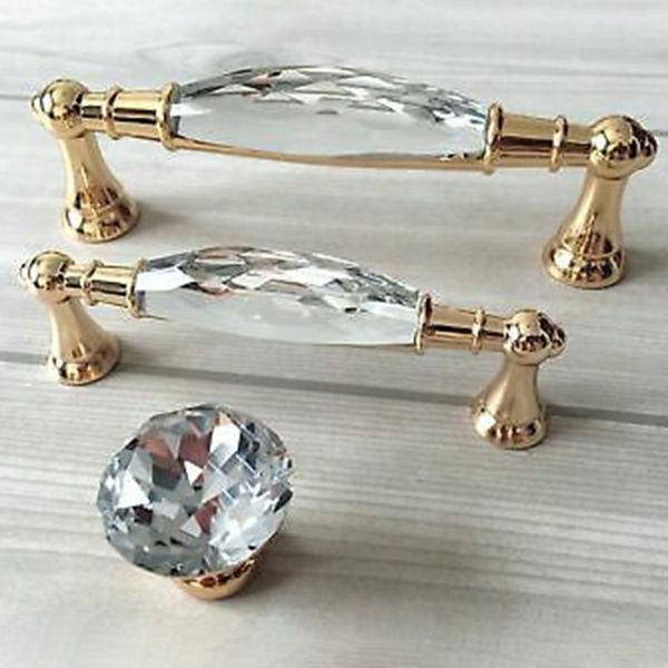 

craft tools 96/128mm handles accessories cabinet wardrobe cupboard glass crystal gold