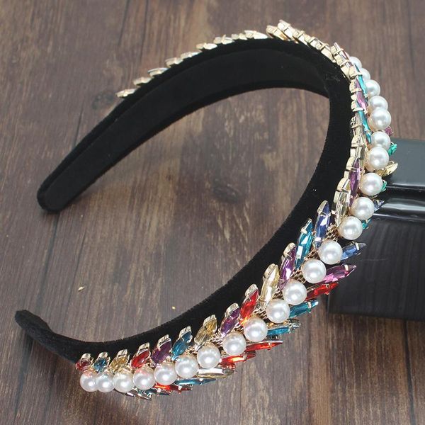 

hair clips & barrettes bohemia baroque shiny crystal pearl flower rhinestone luxury temperament headband tiara accessories for women's, Golden;silver