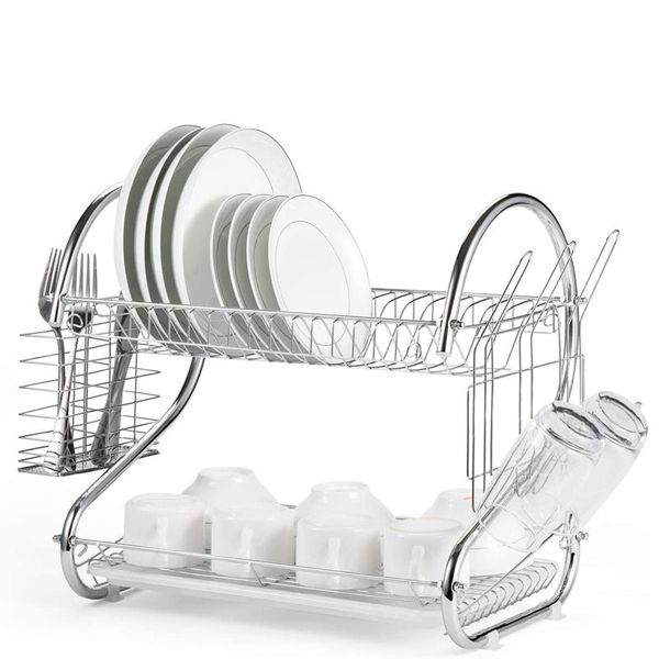 

kitchen storage & organization 2 tier dish rack basket galvanized household wash great sink drain drying pantry organizer tools