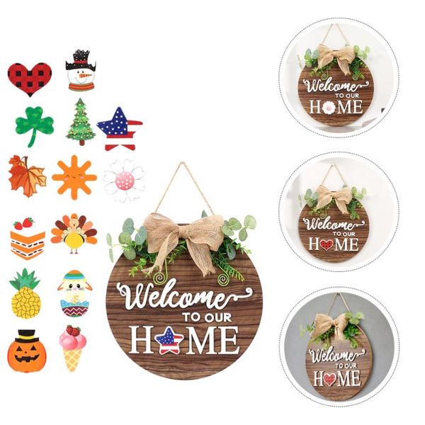 

set door wood board decor fashion wall hanging ornament (coffee) decorative flowers & wreaths
