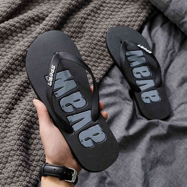 

flip flop men's summer fashion wear 2021 new men's foot clip slipper personality antiskid outdoor trend beach sandals, Black