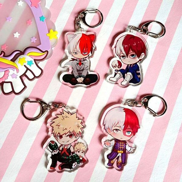 

keychains anime my hero academia boku no keychain acrylic keyring key chain pendants gift for kids, Silver