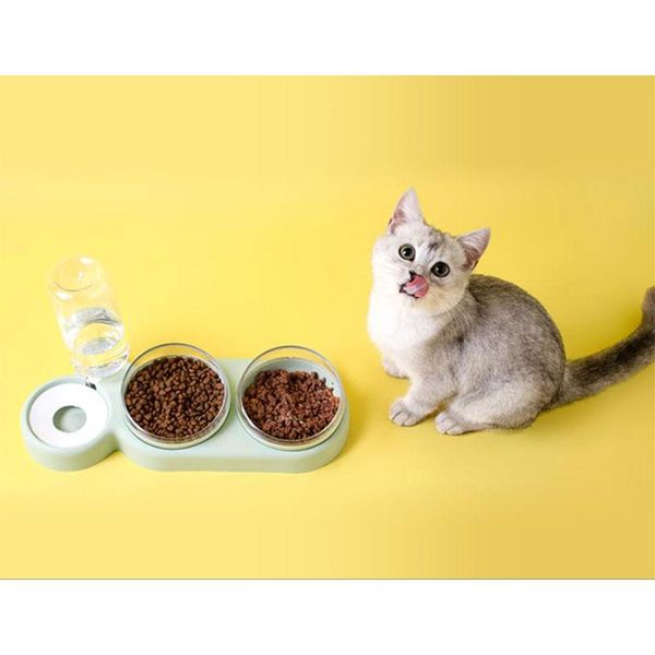 

pet dogs cats double bowls water feeder container dispenser for cat & feeders
