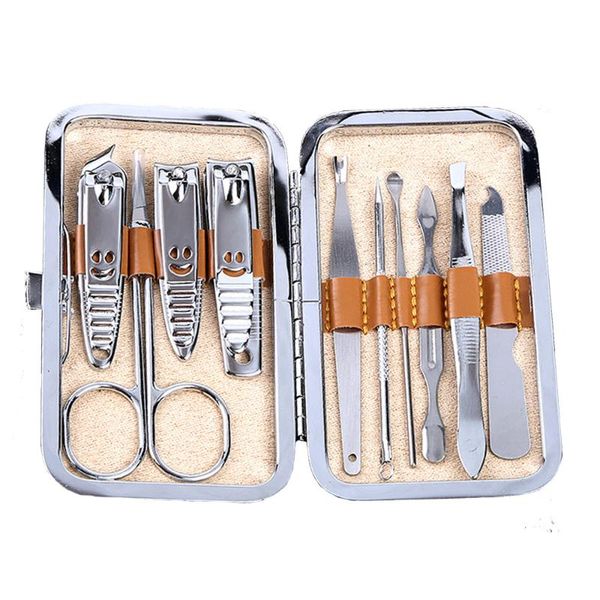 

nail art kits 10 pcs/set pedicure manicure set clippers cleaner cuticle grooming kit case tool