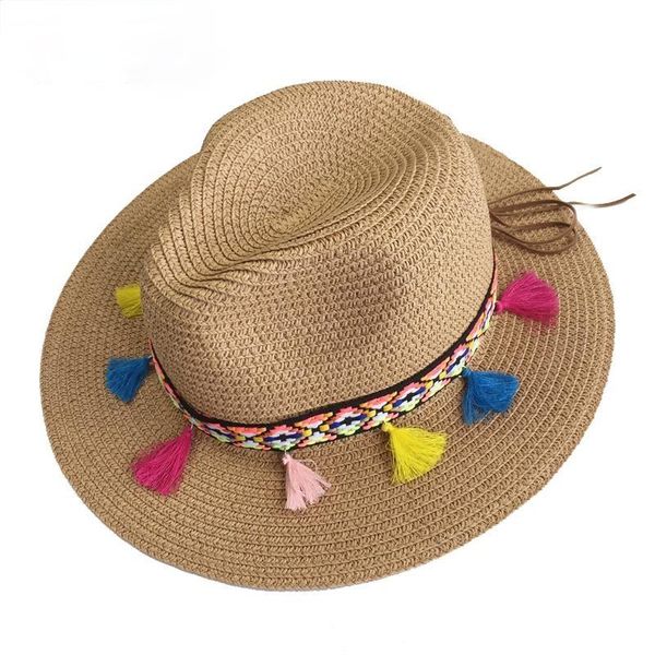 

wide brim hats hat women beach summer for straw color tassel chain men panama bucket sun lady floppy, Blue;gray