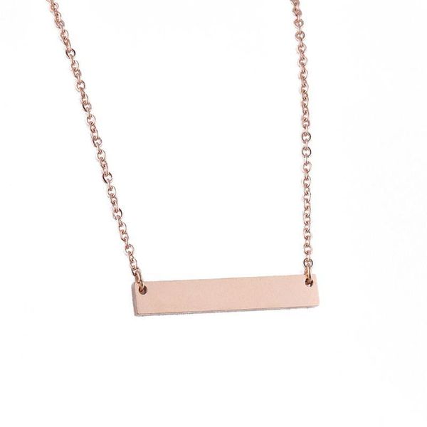 

chains stainless steel name bar plate pendant necklace engrave word letters jewelry, Silver