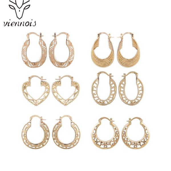 

hoop & huggie viennois geometric earrings for women gold color round heart minimalist fashion jewelry wedding party girls gift, Golden;silver
